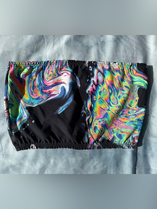 iHeartRaves Tops - 🌀 iHeartRaves "Liquid Tripp" Acid Wash Bandeau Top — Size S